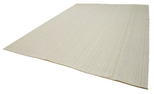Vintage Flatweave Beige Vintage Cotton Wool Handmade Area Rug 10'1'' x 13'5''