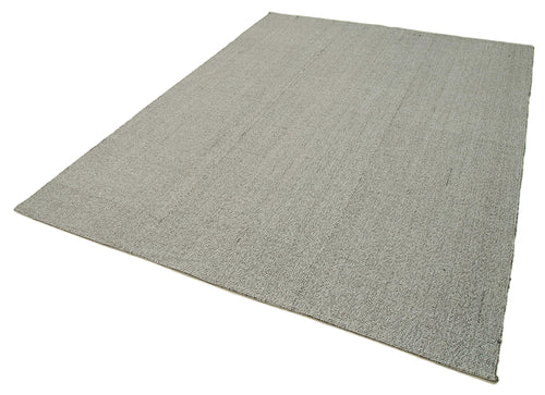 Vintage Flatweave Grey Vintage Cotton Wool Handmade Area Rug 6'5'' x 8'11''