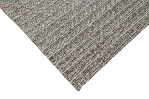 Vintage Flatweave Grey Vintage Cotton Wool Handmade Area Rug 6'7'' x 10'8''