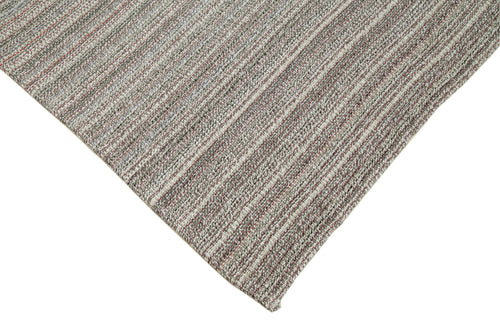 Vintage Flatweave Grey Vintage Cotton Wool Handmade Area Rug 6'7'' x 11'6''