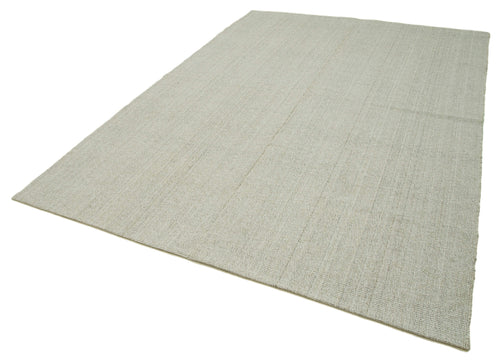 Vintage Flatweave Beige Vintage Cotton Wool Handmade Area Rug 7'1'' x 10'2''