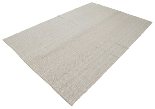 Vintage Flatweave White Vintage Cotton Wool Handmade Area Rug 5'11'' x 8'10''