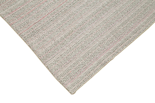 Vintage Flatweave White Vintage Cotton Wool Handmade Area Rug 5'11'' x 8'10''