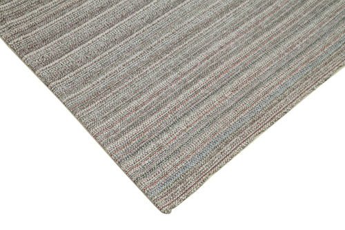 Vintage Flatweave Grey Vintage Cotton Wool Handmade Area Rug 6'7'' x 10'7''