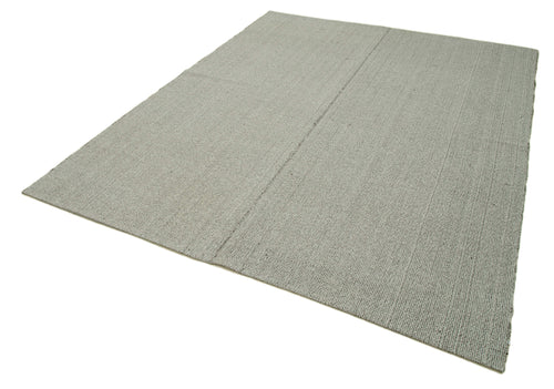 Vintage Flatweave Grey Vintage Cotton Wool Handmade Area Rug 7'0'' x 8'8''