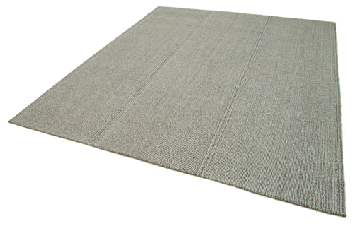 Vintage Flatweave Grey Vintage Cotton Wool Handmade Area Rug 7'10'' x 9'4''