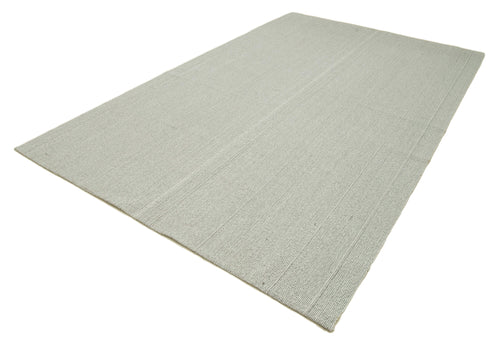 Vintage Flatweave Beige Vintage Cotton Wool Handmade Area Rug 6'9'' x 11'3''