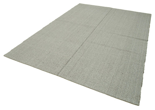 Vintage Flatweave Grey Vintage Cotton Wool Handmade Area Rug 6'11'' x 9'11''