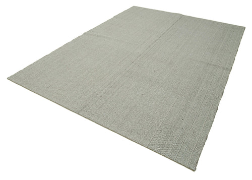 Vintage Flatweave Grey Vintage Cotton Wool Handmade Area Rug 7'0'' x 9'11''