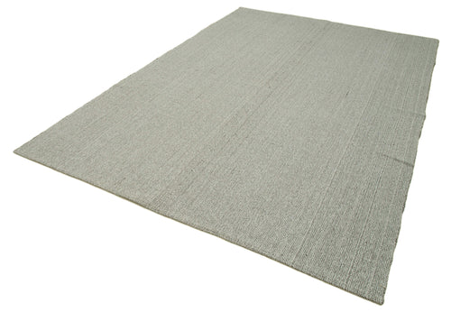 Vintage Flatweave Grey Vintage Cotton Wool Handmade Area Rug 6'7'' x 10'5''