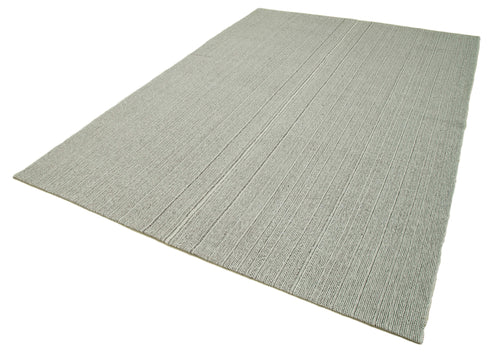 Vintage Flatweave Grey Vintage Cotton Wool Handmade Area Rug 6'8'' x 9'11''