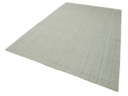 Vintage Flatweave Grey Vintage Cotton Wool Handmade Area Rug 6'8'' x 10'3''