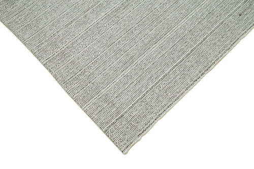 Vintage Flatweave Grey Vintage Cotton Wool Handmade Area Rug 6'8'' x 10'3''