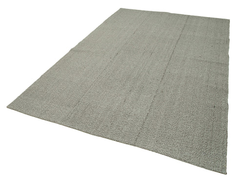 Vintage Flatweave Grey Vintage Cotton Wool Handmade Area Rug 6'4'' x 9'6''