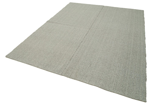 Vintage Flatweave Grey Vintage Cotton Wool Handmade Area Rug 7'0'' x 8'11''