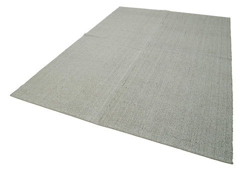 Vintage Flatweave Grey Vintage Cotton Wool Handmade Area Rug 7'0'' x 9'11''