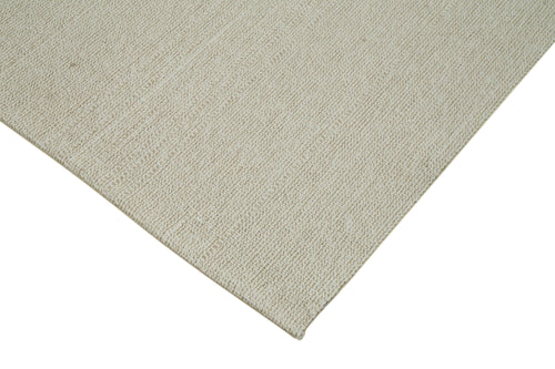 Vintage Flatweave Beige Vintage Cotton Wool Handmade Area Rug 6'11'' x 10'11''