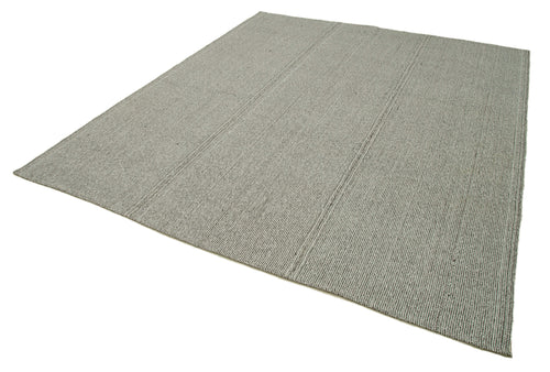 Vintage Flatweave Grey Vintage Cotton Wool Handmade Area Rug 7'9'' x 9'3''