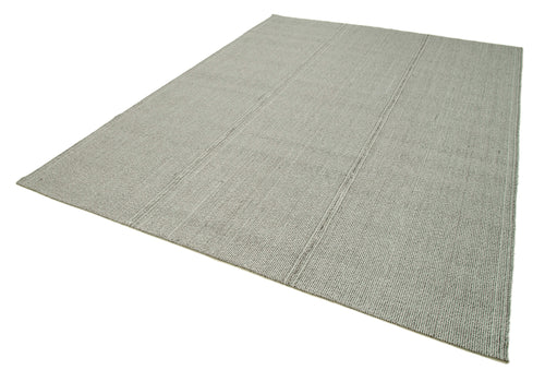 Vintage Flatweave Grey Vintage Cotton Wool Handmade Area Rug 7'10'' x 10'9''