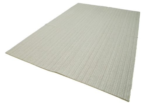 Vintage Flatweave Beige Vintage Cotton Wool Handmade Area Rug 6'11'' x 10'9''