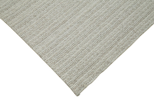 Vintage Flatweave Beige Vintage Cotton Wool Handmade Area Rug 6'11'' x 10'9''