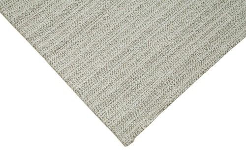 Vintage Flatweave Beige Vintage Cotton Wool Handmade Area Rug 6'11'' x 7'7''