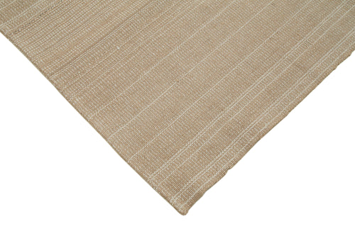 Vintage Flatweave Brown Vintage Cotton Wool Handmade Area Rug 6'11'' x 10'8''