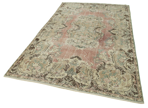 Vintage Beige Vintage Cotton Wool Handmade Area Rug 5'8'' x 9'10''