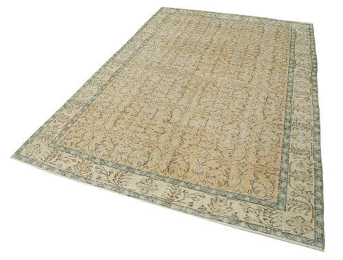 Vintage Beige Vintage Cotton Wool Handmade Area Rug 5'9'' x 8'11''
