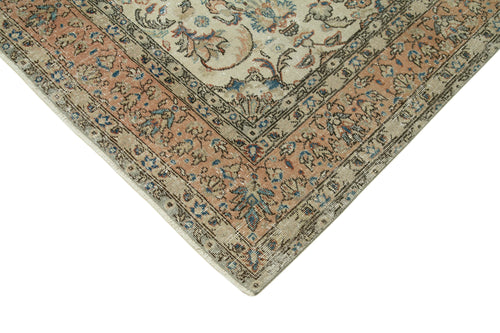 Vintage Beige Vintage Cotton Wool Handmade Area Rug 6'7'' x 10'2''