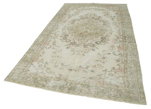 Vintage Beige Vintage Cotton Wool Handmade Area Rug 5'7'' x 9'8''