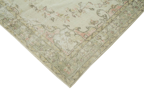 Vintage Beige Vintage Cotton Wool Handmade Area Rug 5'7'' x 9'8''