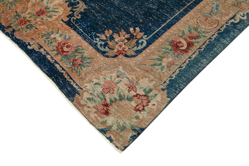 Vintage Blue Vintage Cotton Wool Handmade Area Rug 6'8'' x 9'5''