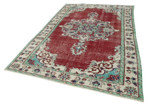 Vintage Beige Vintage Cotton Wool Handmade Area Rug 6'3'' x 9'7''