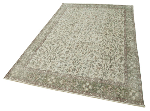 Vintage Beige Vintage Cotton Wool Handmade Area Rug 5'5'' x 8'11''