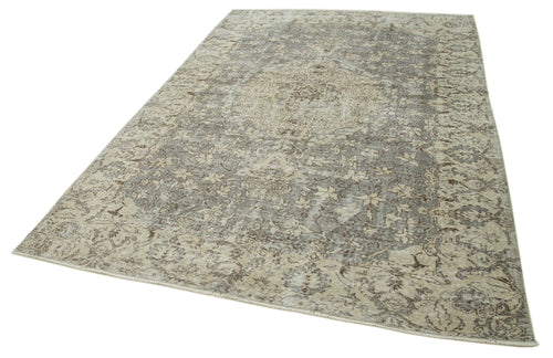 Vintage Beige Vintage Cotton Wool Handmade Area Rug 6'3'' x 9'1''