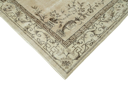 Vintage Beige Vintage Cotton Wool Handmade Area Rug 6'10'' x 10'2''