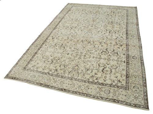 Vintage Beige Vintage Cotton Wool Handmade Area Rug 5'8'' x 9'4''