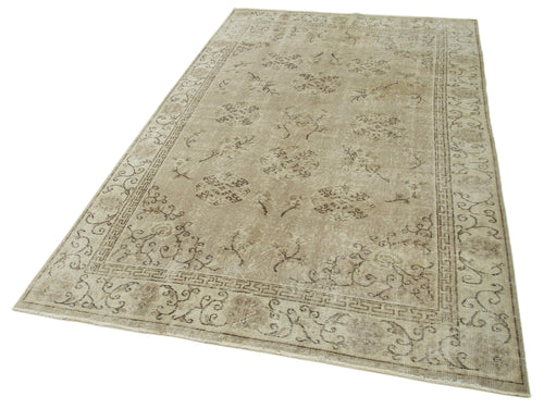 Vintage Beige Vintage Cotton Wool Handmade Area Rug 5'1'' x 8'4''