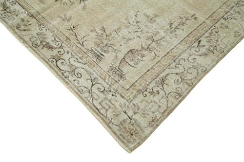 Vintage Beige Vintage Cotton Wool Handmade Area Rug 6'9'' x 9'1''