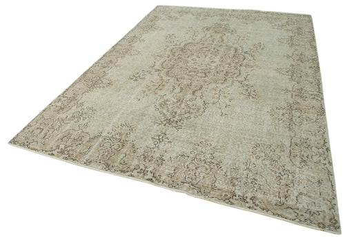 Vintage Beige Vintage Cotton Wool Handmade Area Rug 6'10'' x 9'10''