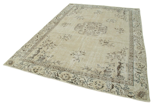 Vintage Beige Vintage Cotton Wool Handmade Area Rug 6'10'' x 9'9''