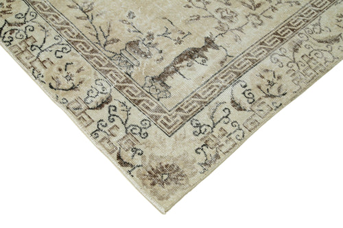 Vintage Beige Vintage Cotton Wool Handmade Area Rug 6'10'' x 9'9''
