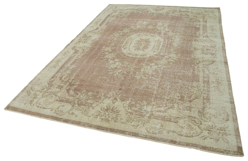 Vintage Beige Vintage Cotton Wool Handmade Area Rug 6'10'' x 9'10''