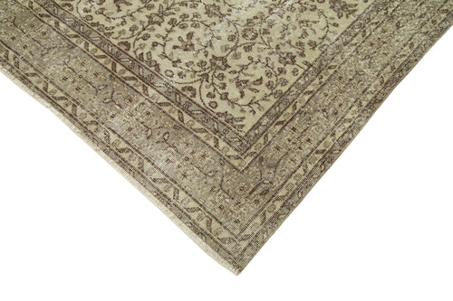 Vintage Beige Vintage Cotton Wool Handmade Area Rug 6'7'' x 9'11''