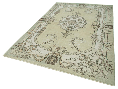 Vintage Beige Vintage Cotton Wool Handmade Area Rug 6'4'' x 9'8''