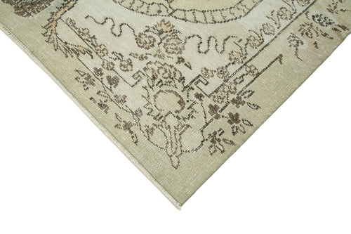 Vintage Beige Vintage Cotton Wool Handmade Area Rug 6'4'' x 9'8''