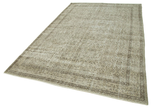 Vintage Beige Vintage Cotton Wool Handmade Area Rug 6'5'' x 9'11''