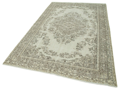 Vintage Beige Vintage Cotton Wool Handmade Area Rug 5'7'' x 8'10''