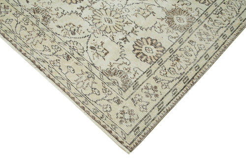 Vintage Beige Vintage Cotton Wool Handmade Area Rug 6'2'' x 10'1''